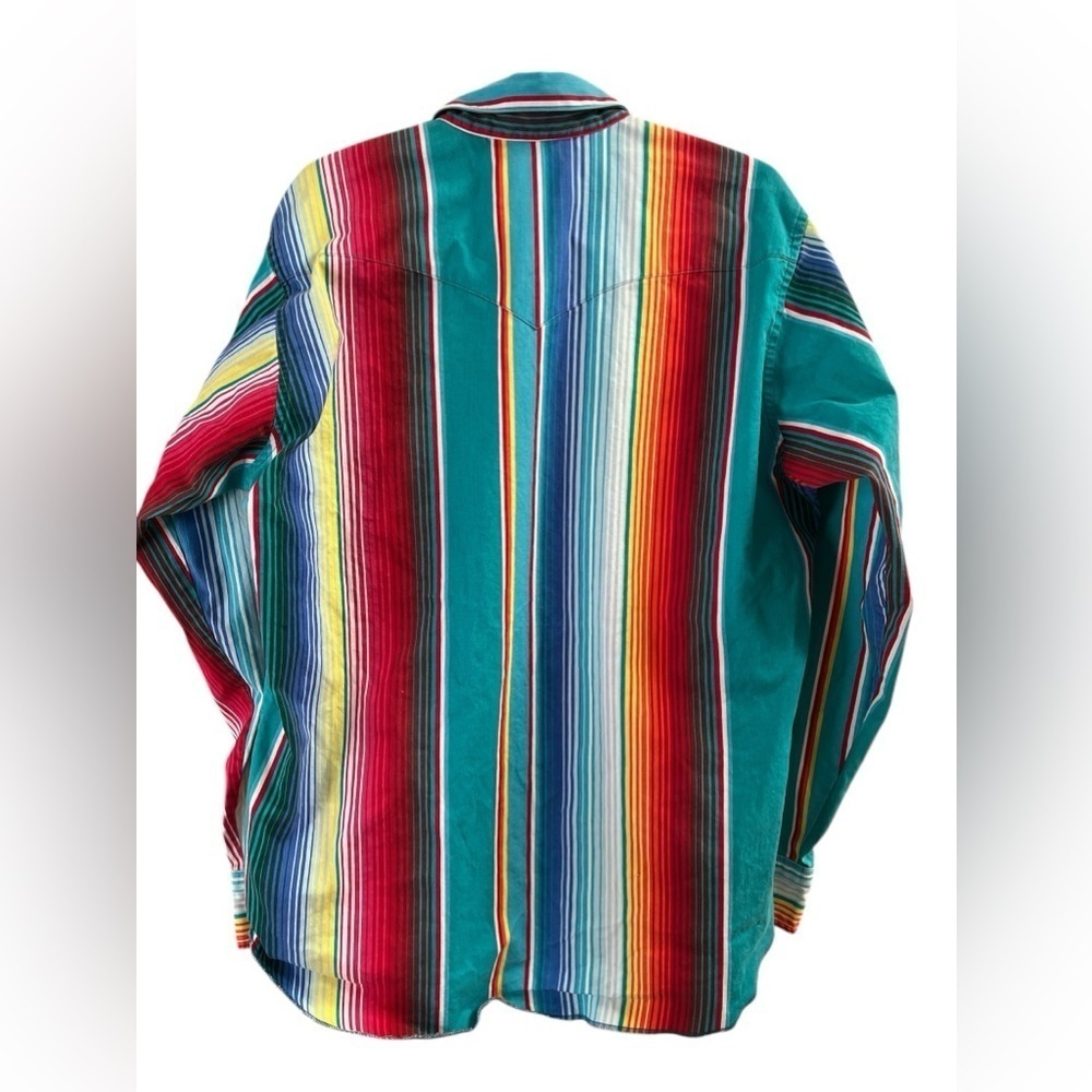 Wrangler cowboy cut rainbow retro long sleeve button down shirt - Picture 4 of 4